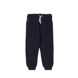 DARK BLUE ZIPPER POCKET THERMAL FABRIC TROUSER WITH KNOT