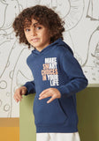 BLUE DOUBLE POCKET MAKE SMART CHOICE PRINTED HOODIE