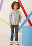 ASH GREY DOUBLE POCKET PLAIN ZIPPER HOODIE FOR GIRLS & BOYS