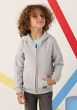 ASH GREY DOUBLE POCKET PLAIN ZIPPER HOODIE FOR GIRLS & BOYS