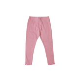 BLUSH PINK WITH KNOT RIBBED THERMAL FABRIC PLAIN PAJAMA TROUSER