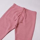 BLUSH PINK WITH KNOT RIBBED THERMAL FABRIC PLAIN PAJAMA TROUSER