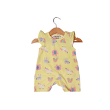 LIGHT YELLOW ANIMAL PRINTED ROMPER FOR GIRLS