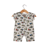 WHITE TRUCK PRINTED ROMPER FOR BOYS