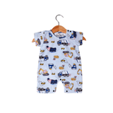 LIGHT BLUE TRACTOR PRINTED ROMPER FOR BOYS