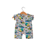 LIGHT GRAY TRUCK PRINTED ROMPER FOR BOYS