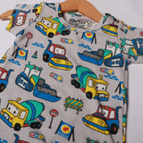 LIGHT GRAY TRUCK PRINTED ROMPER FOR BOYS