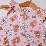 BABY PINK BEAR PRINTED SLEEVELESS BABY ROMPER