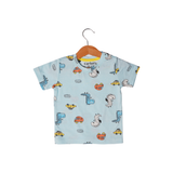 LIGHT BLUE CAR PRINTED T-SHIRT FOR BOYS