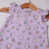 LIGHT PURPLE RABBIT PRINTED ROMPER FOR GIRLS