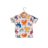 WHITE DINO PRINTED T-SHIRT FOR BOYS