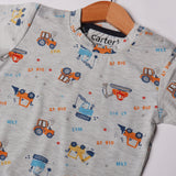 LIGHT GRAY DIG IT PRINTED T-SHIRT FOR BOYS