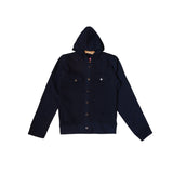 BLACK FRONT-BUTTON PLAIN HOODIE JACKET - MINOR DEFECTION