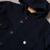 BLACK FRONT-BUTTON PLAIN HOODIE JACKET - MINOR DEFECTION