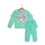 BABY BLUE YES HEART PATCH SUIT FOR GIRLS