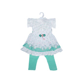 WHITE & BABY BLUE FROCK WITH TROUSER GIRLS SUIT