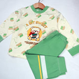 CREAM & GREEN BEAR PRINTED BOYS SUIT