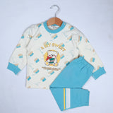 CREAM & LIGHT BLUE BEAR PRINTED BOYS SUIT