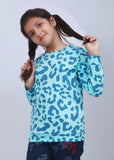 BLUE LEOPARD PRINTED SWEATSHIRT FOR GIRLS