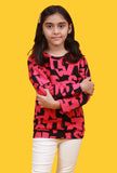 DARK PINK & BLACK ALPHABETS PRINTED SWEATSHIRT