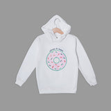 NEW WHITE ALWAYS BE HAPPY DONUT PRINTED HOODIE FOR GIRLS - MINOR DEFECTION