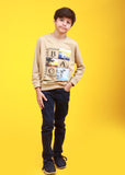 CREAM-COLOR BEACH PRINTED SWEATSHIRT