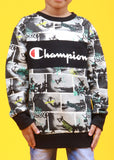 CHAMPION PRINTED BLACK SWEATSHIRT